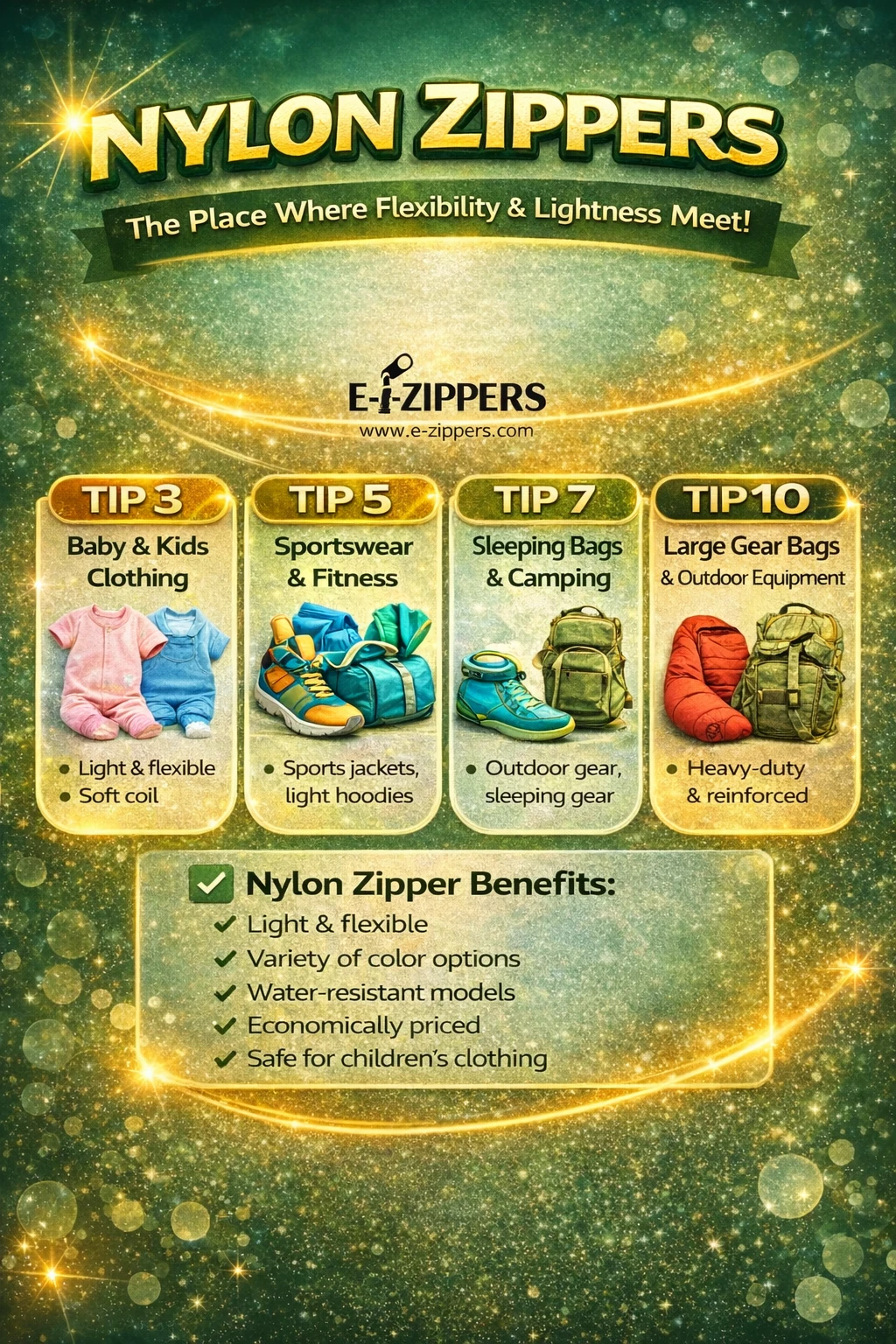 Nylon Zipper T3 T5 T7 T10 Difference – Type Selection Guide | E-Fermuar