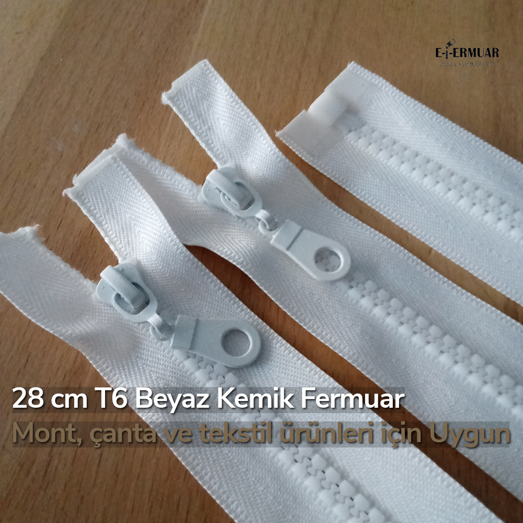 28 cm  Kalın Dişli Kemik Fermuar T6 Açık Uçlu - Separe  ZPHSN0028T6
