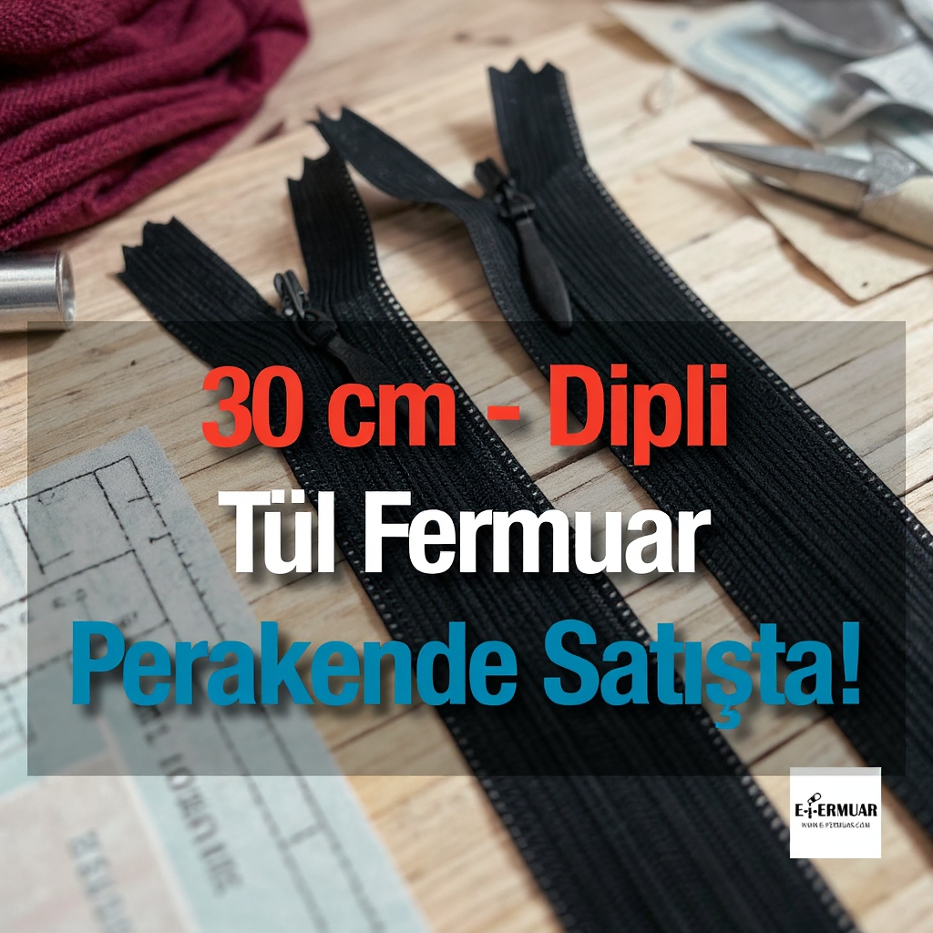 Gizli Fermuar 30 cm Etek ve Elbise Fermuarı Siyah kapalı Uçlu ZPHSN0030TUL