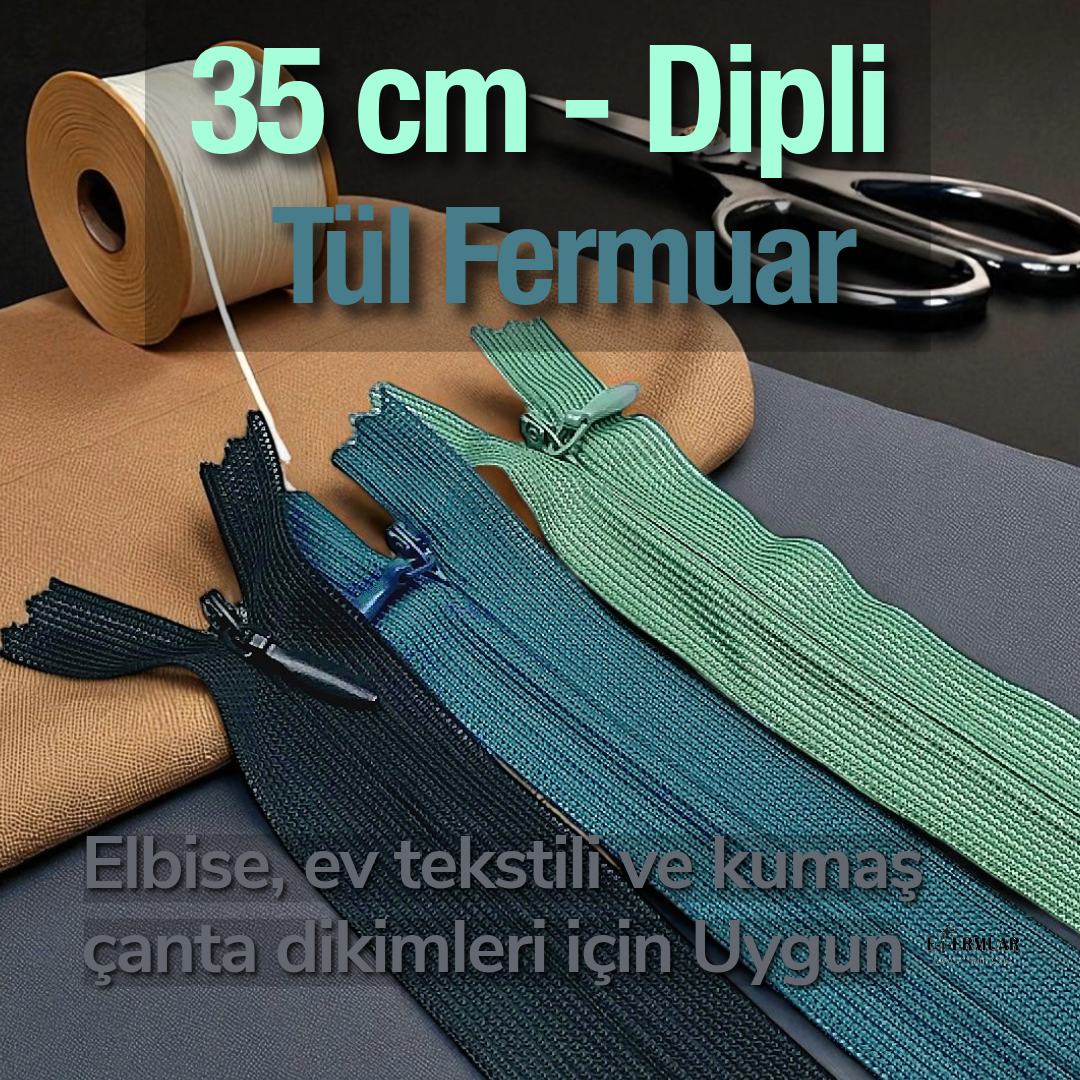 Gizli Fermuar 35 cm Tül Elbise ve Etek Fermuarı ZPHSN0035TUL