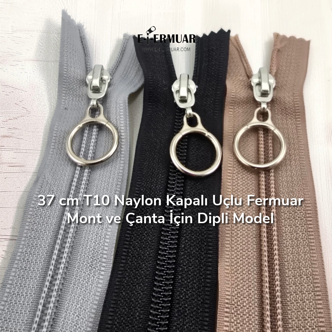 37 cm T10 Naylon Dipli Mont Fermuarı – Kalın Dişli Dayanıklı Model - ZPHSN0037T10