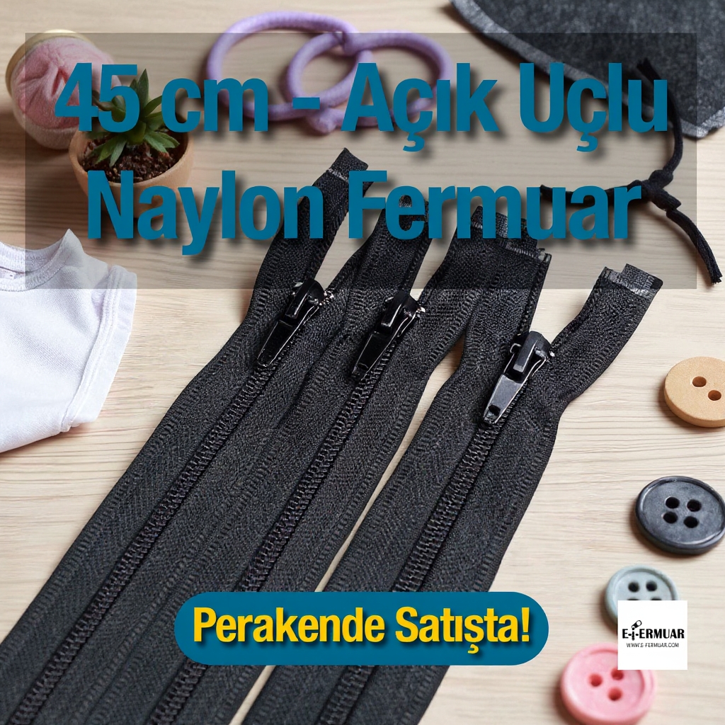 Mont Fermuarı Naylon 45 cm Tip 10 – Açık Uçlu (Separe) / Otomatik Kafa ZPHSN0045T10