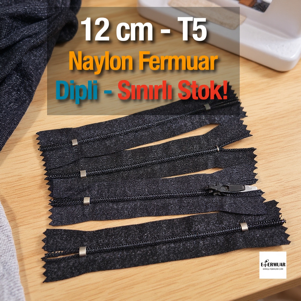 12 Cm Naylon Cep Fermuarı Dipli -  NC0012T5