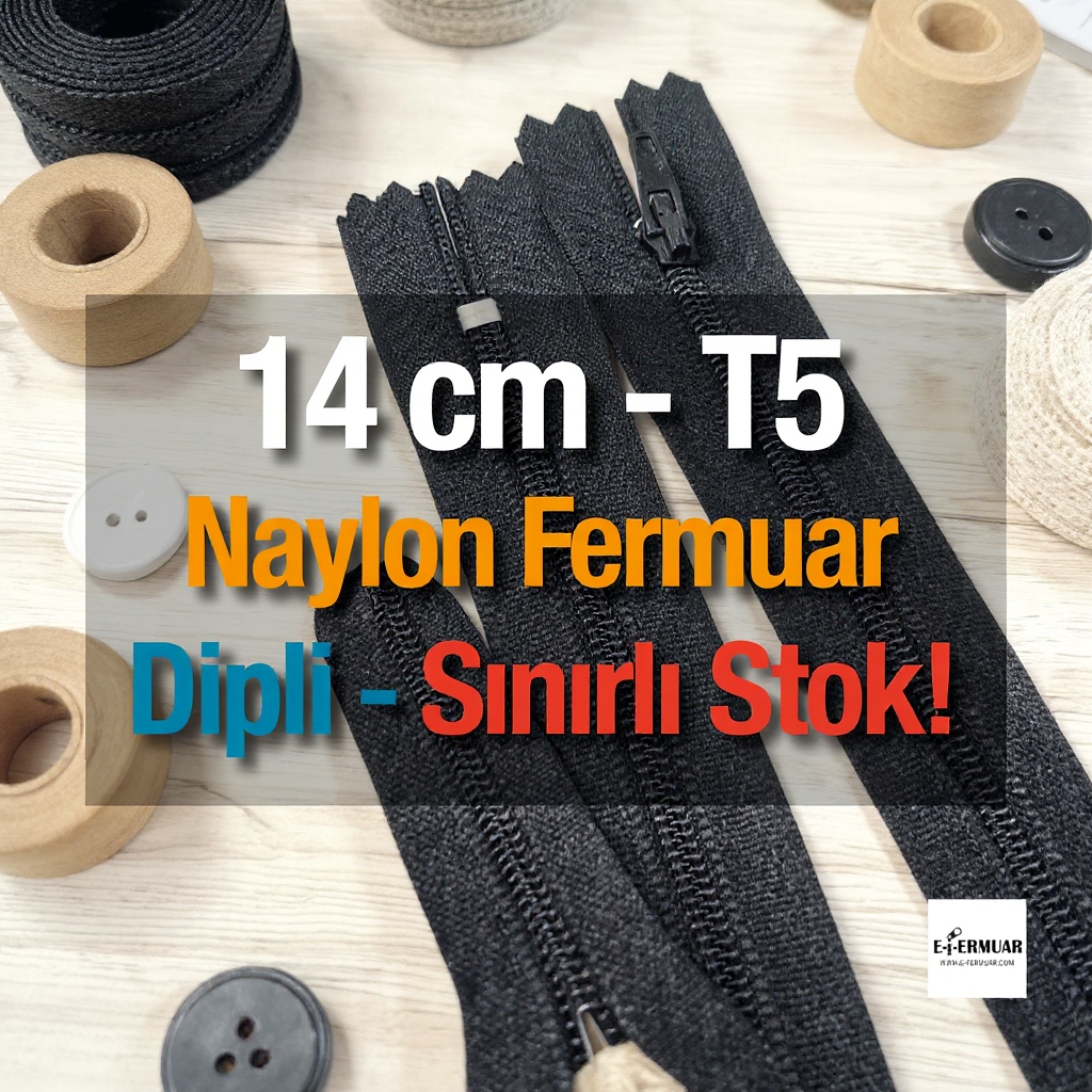14 Cm Naylon Cep Fermuarı Dipli -  NC0014T5
