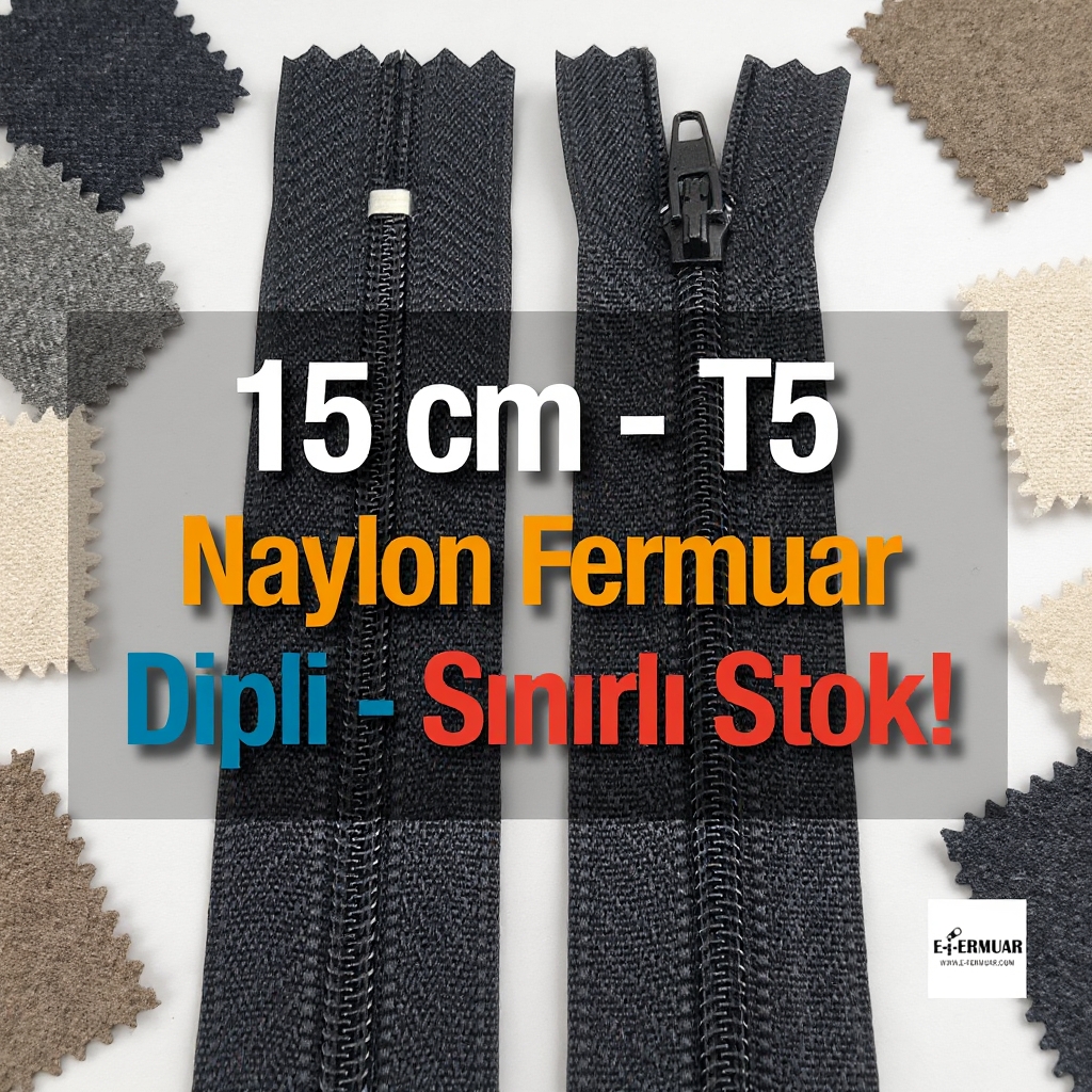 15 Cm Naylon Cep Fermuarı Dipli -  NC0015T5