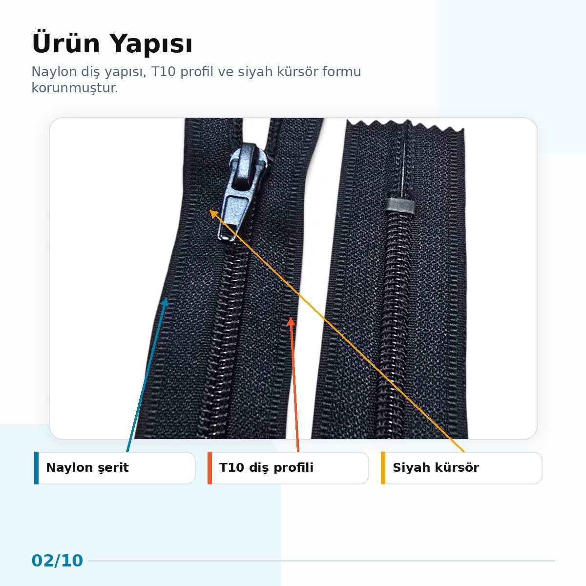 16 cm Cep Fermuarı Naylon Fermuar T10 Nc0016T10