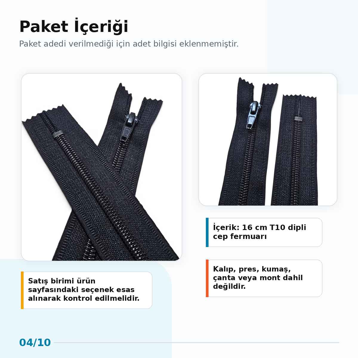 16 cm Cep Fermuarı Naylon Fermuar T10 Nc0016T10