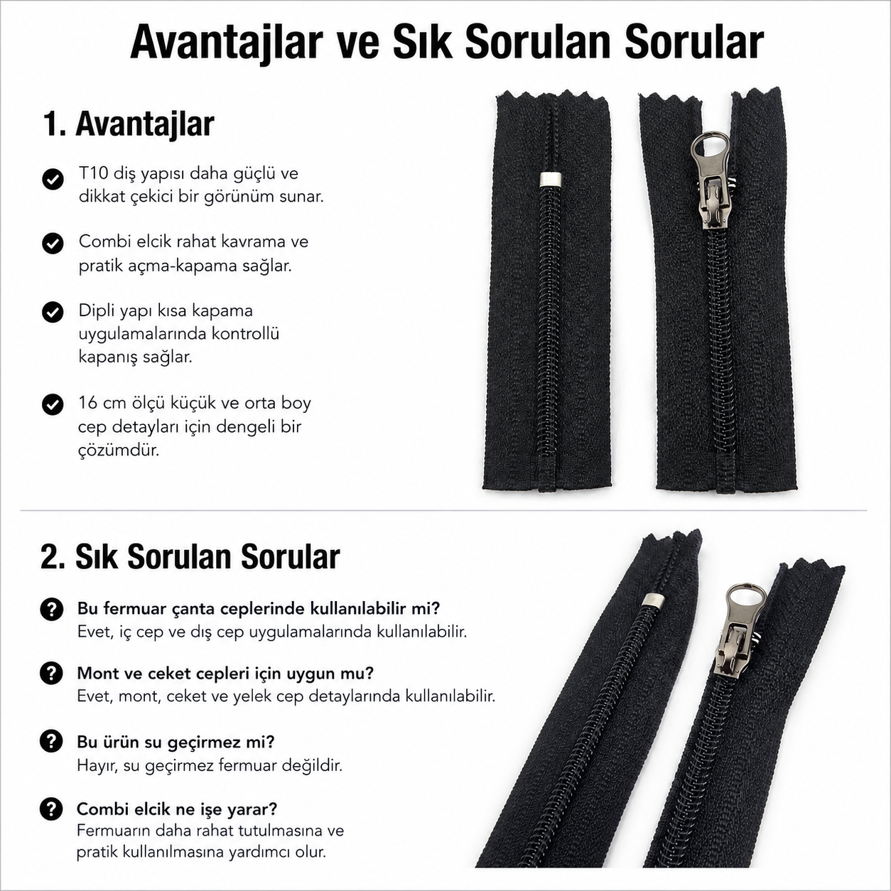 16 cm Combi Handle Nylon Pocket with Zipper Bottom - NC0016T10C