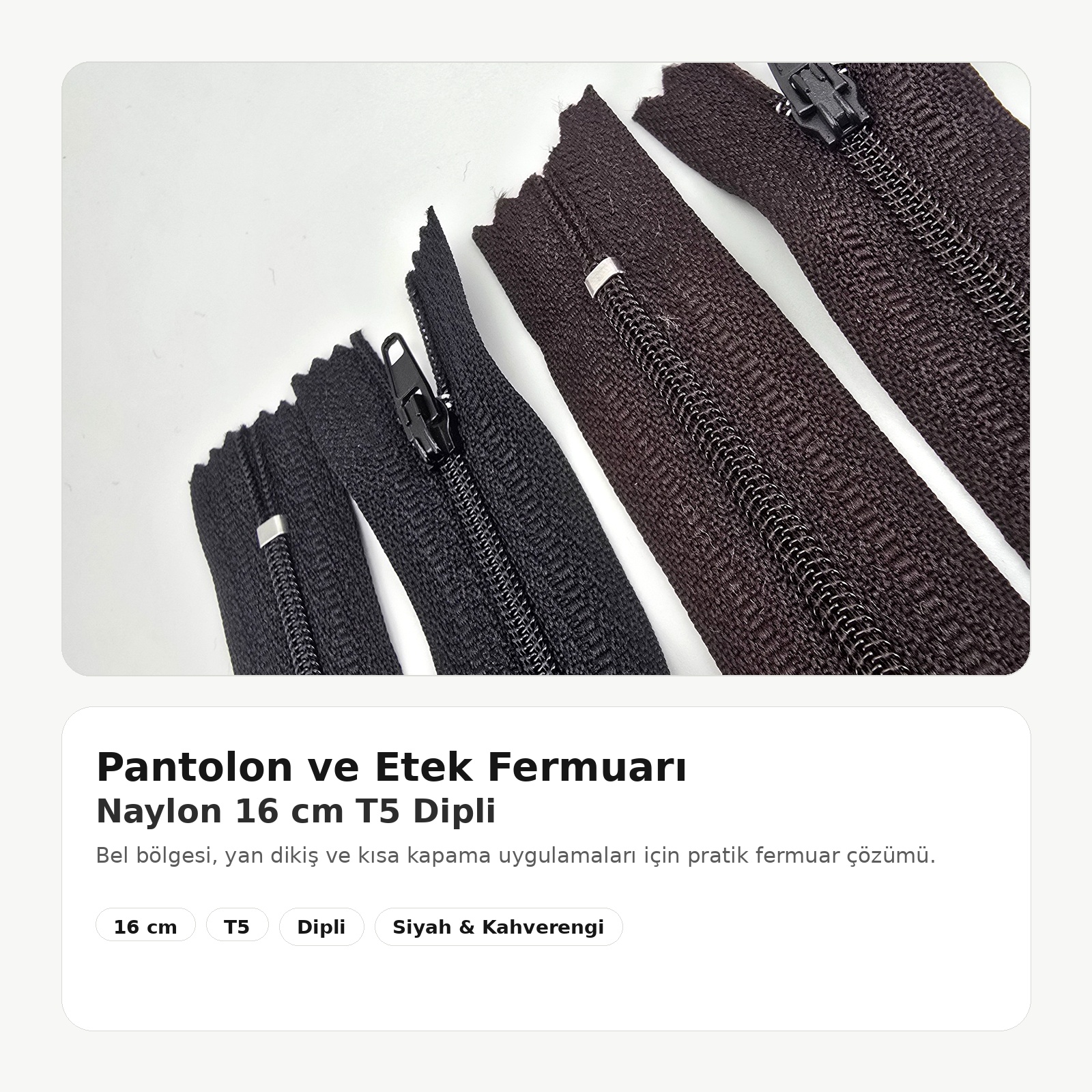 16 Cm Naylon Cep Fermuarı Dipli -  NC0016T5