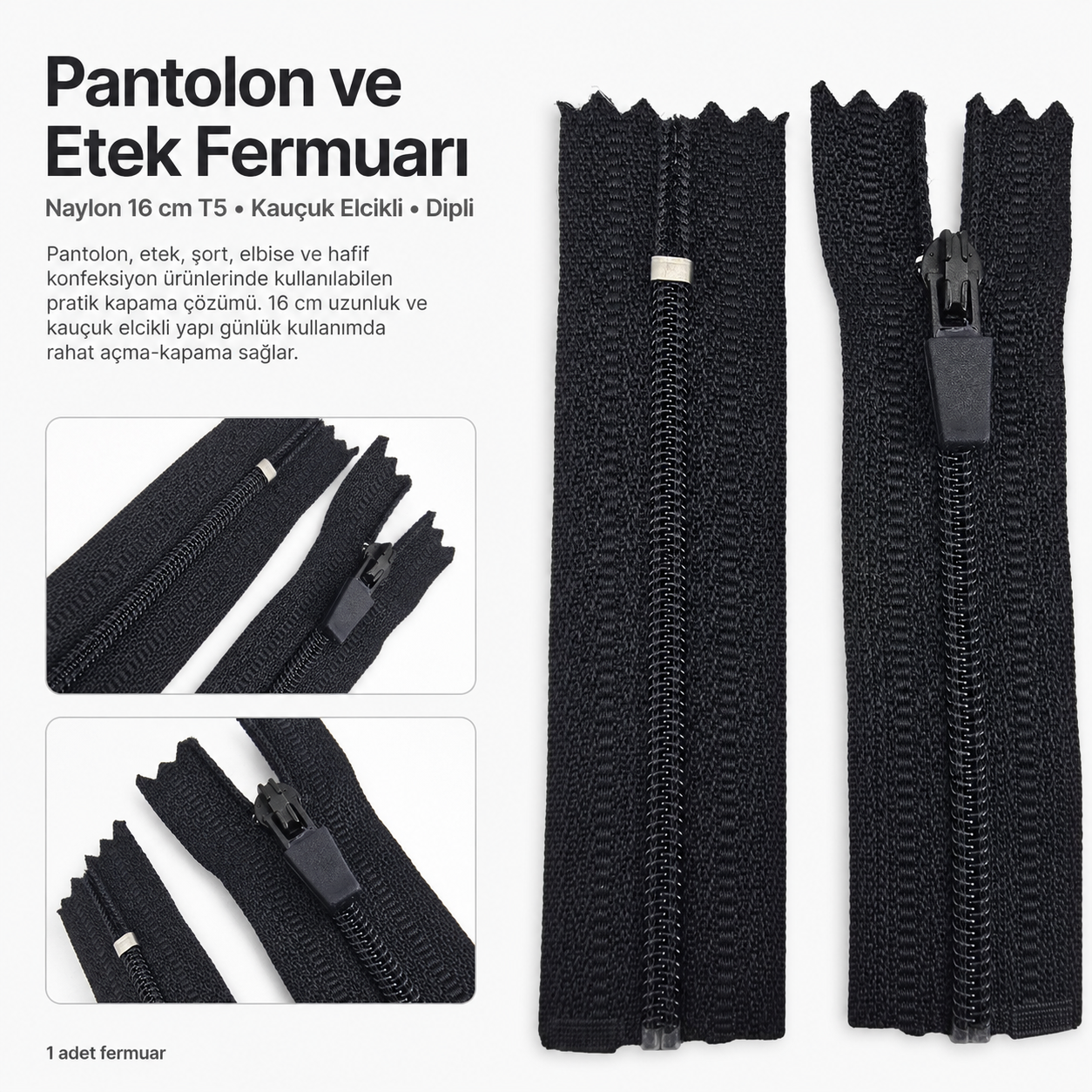 16 cm Special Handle Nylon Pocket with Zipper Bottom - NC0016T5Ö