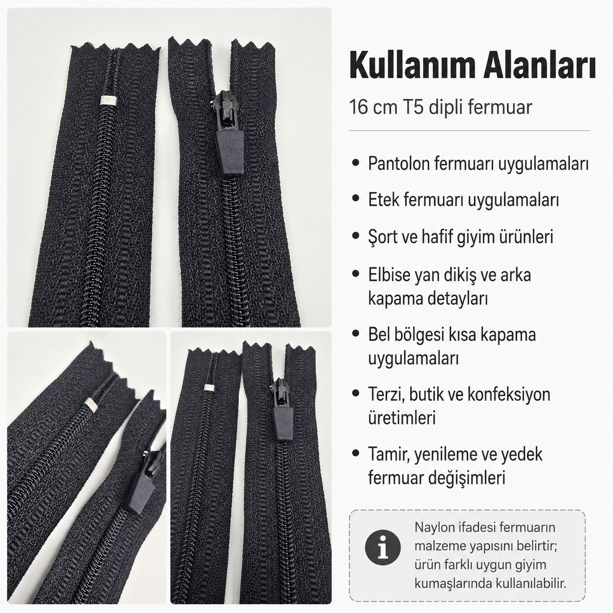 16 cm Special Handle Nylon Pocket with Zipper Bottom - NC0016T5Ö
