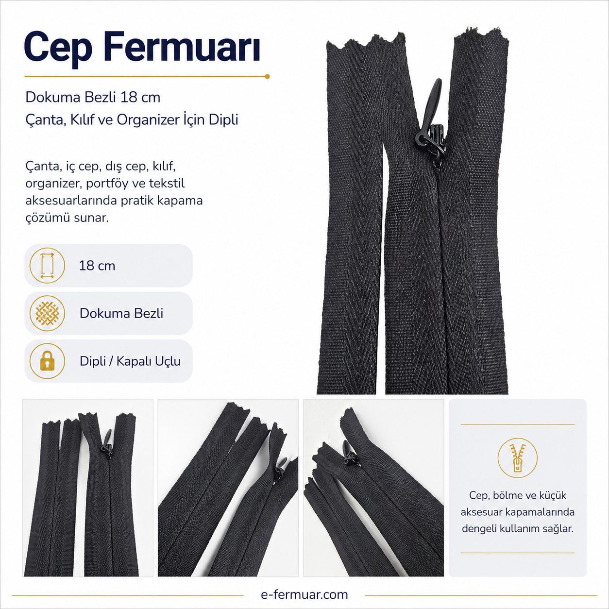 18 cm Dokuma Tül Fermuar -  NC0018DTUL