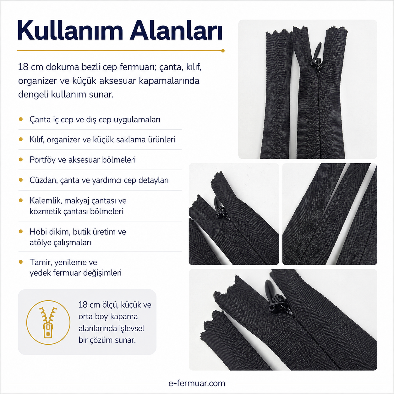 18 cm Dokuma Tül Fermuar -  NC0018DTUL