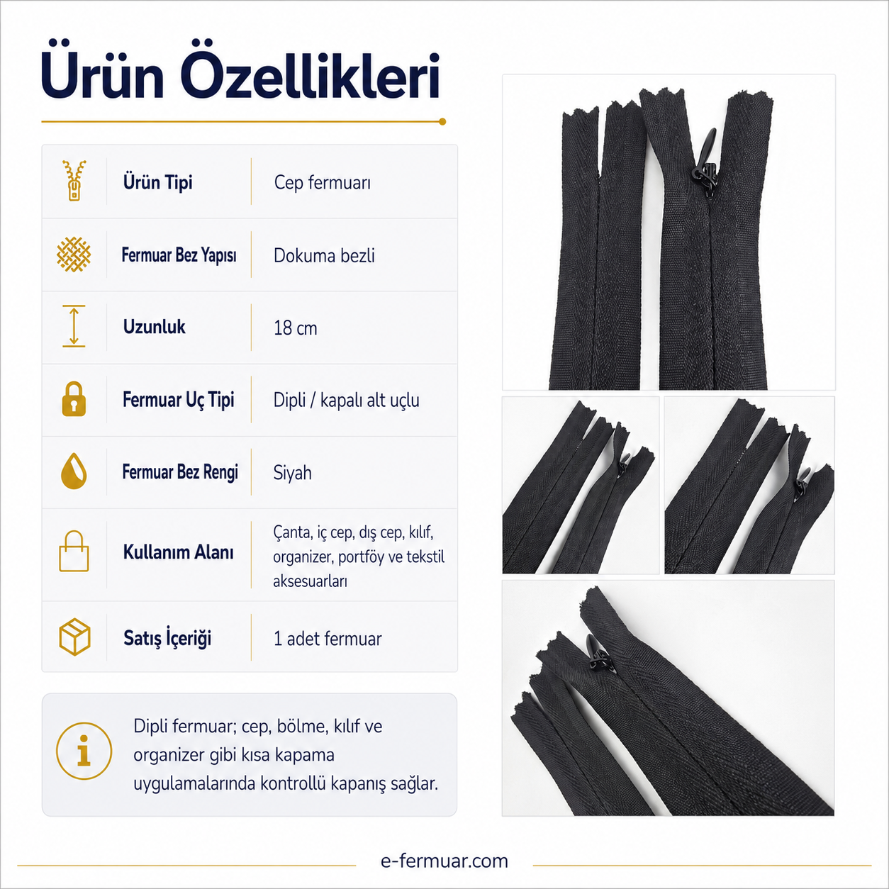 18 cm Dokuma Tül Fermuar -  NC0018DTUL