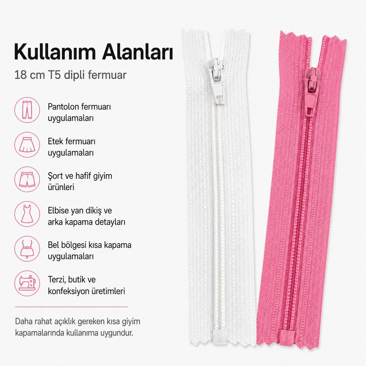 18 Cm Naylon Cep Fermuarı -  Dipli - NC0018T5