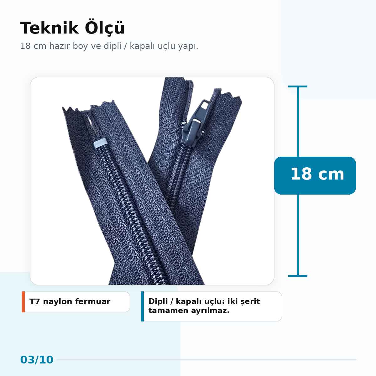 Pocket Zipper Nylon 18 cm #7 Closed-End NC0018T7