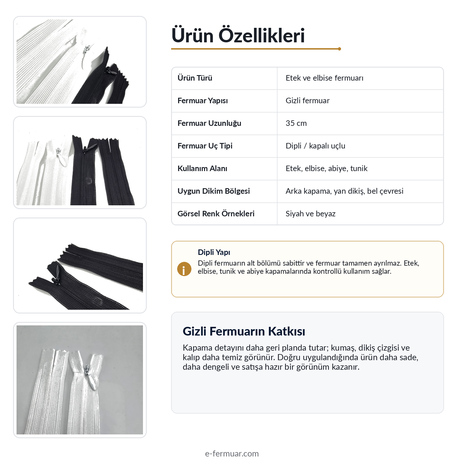 35 cm Tül Şeritli Dipli Gizli Fermuar Tip 3 | Elbise, Etek ve Abiye İçin | NC0035TUL
