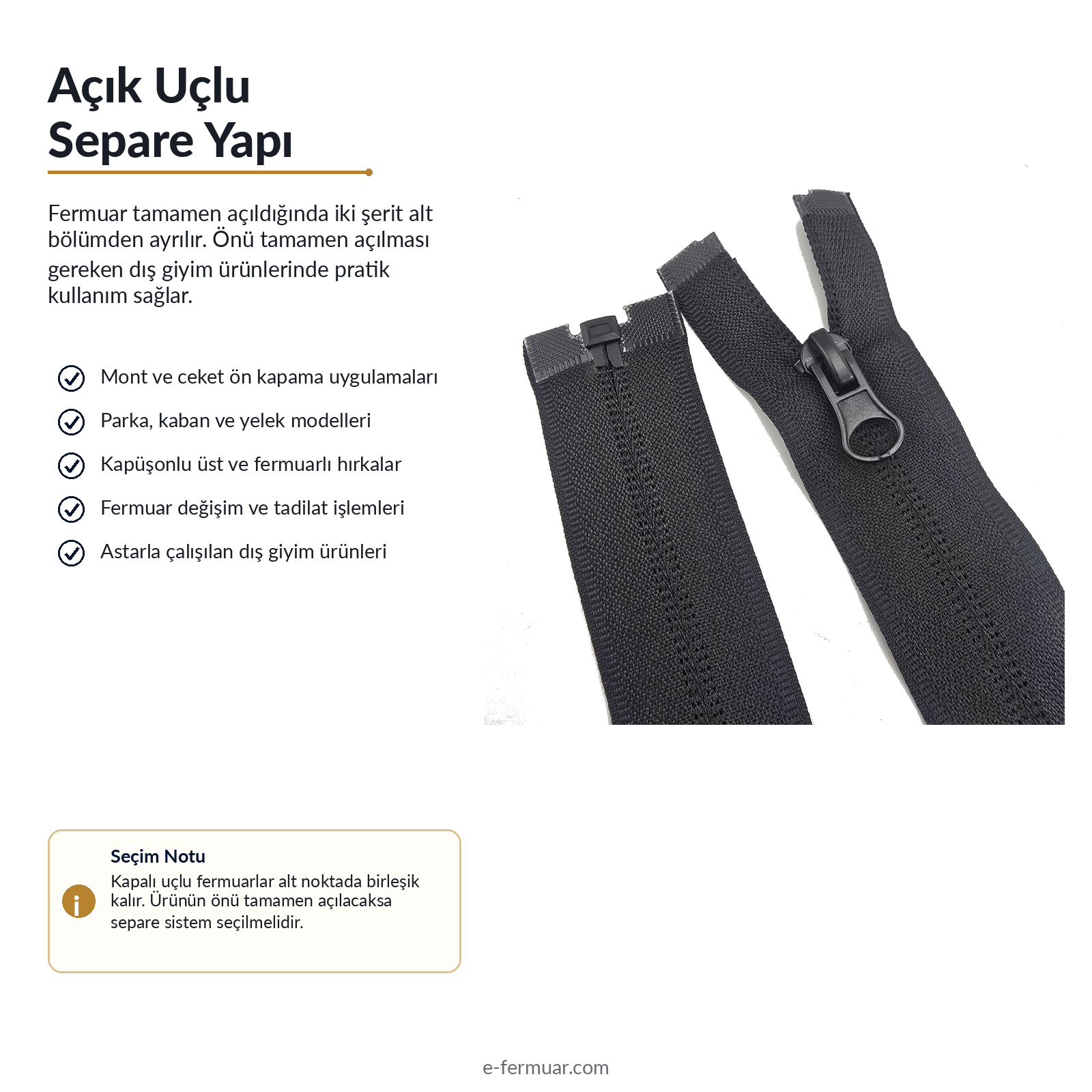 68 Cm Naylon Mont Fermuarı Açık Uçlu (Separe)  -  NC0068T10