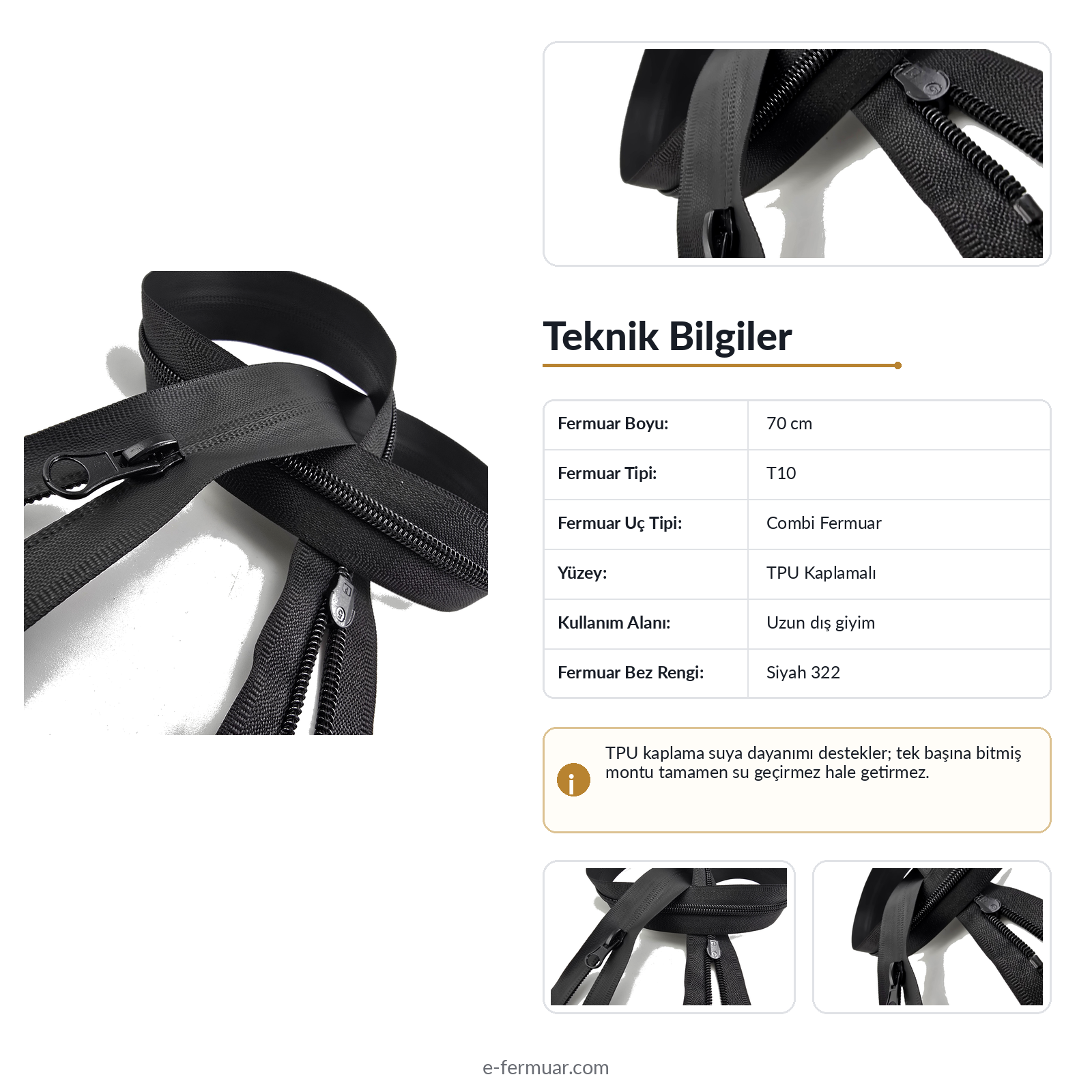 70 Cm Naylon Mont Fermuarı Açık Uçlu (Separe)  -  NC0070T10