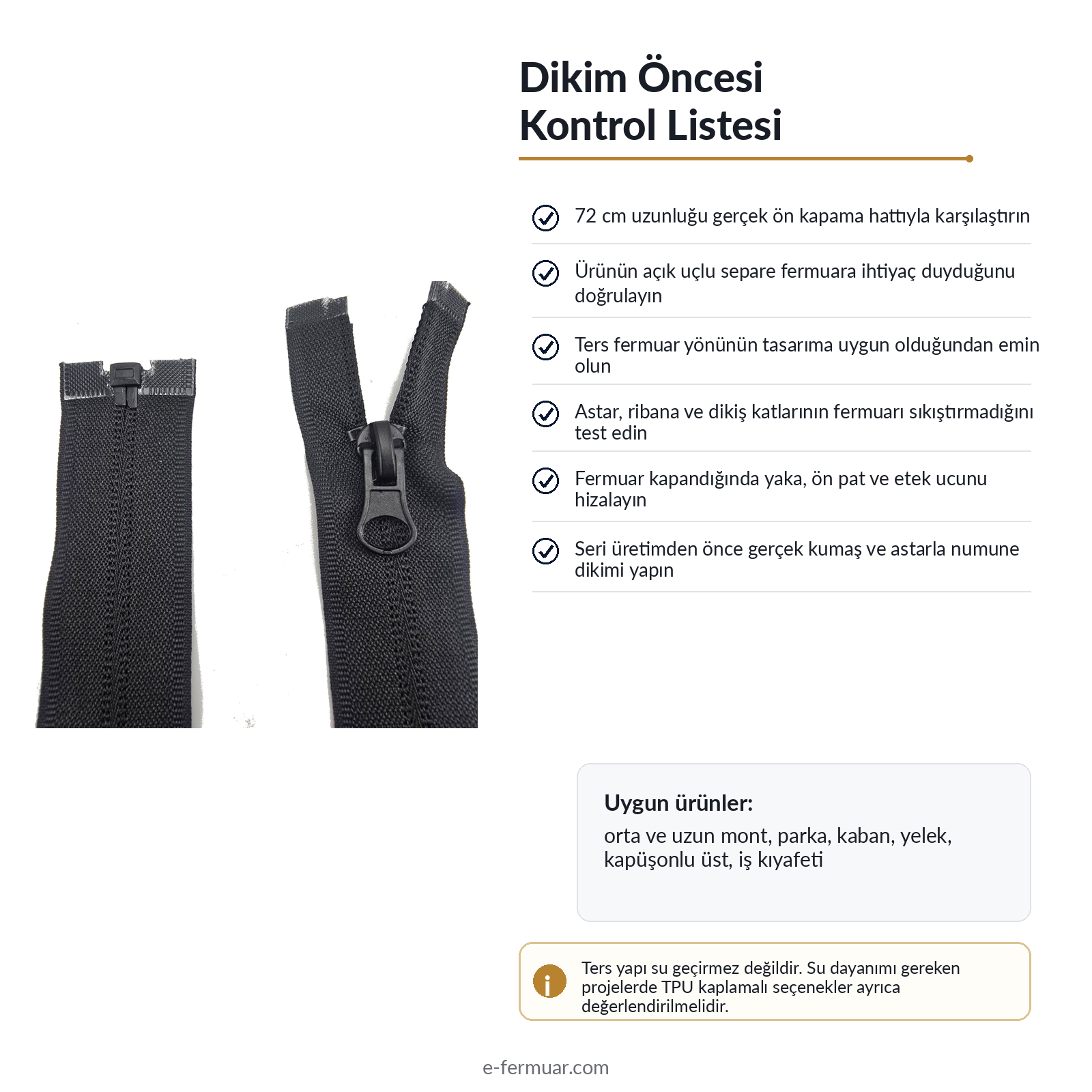 72 cm Tip 10 Naylon Mont Fermuarı Açık Uçlu Separe | Mont ve Ceket İçin | NC0072T10