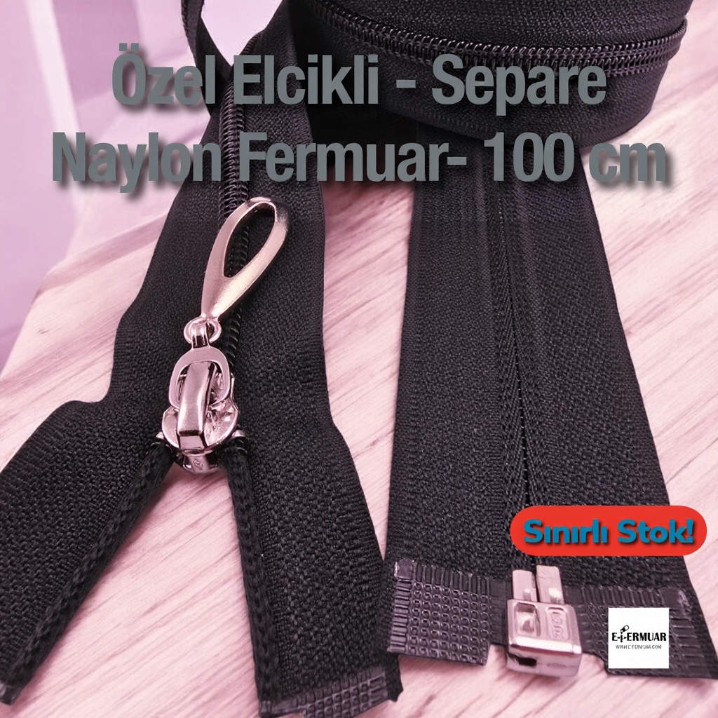 100 cm Nylon Special Handle-Type Abaya Zipper, Open End (Separate) - PR00100T10