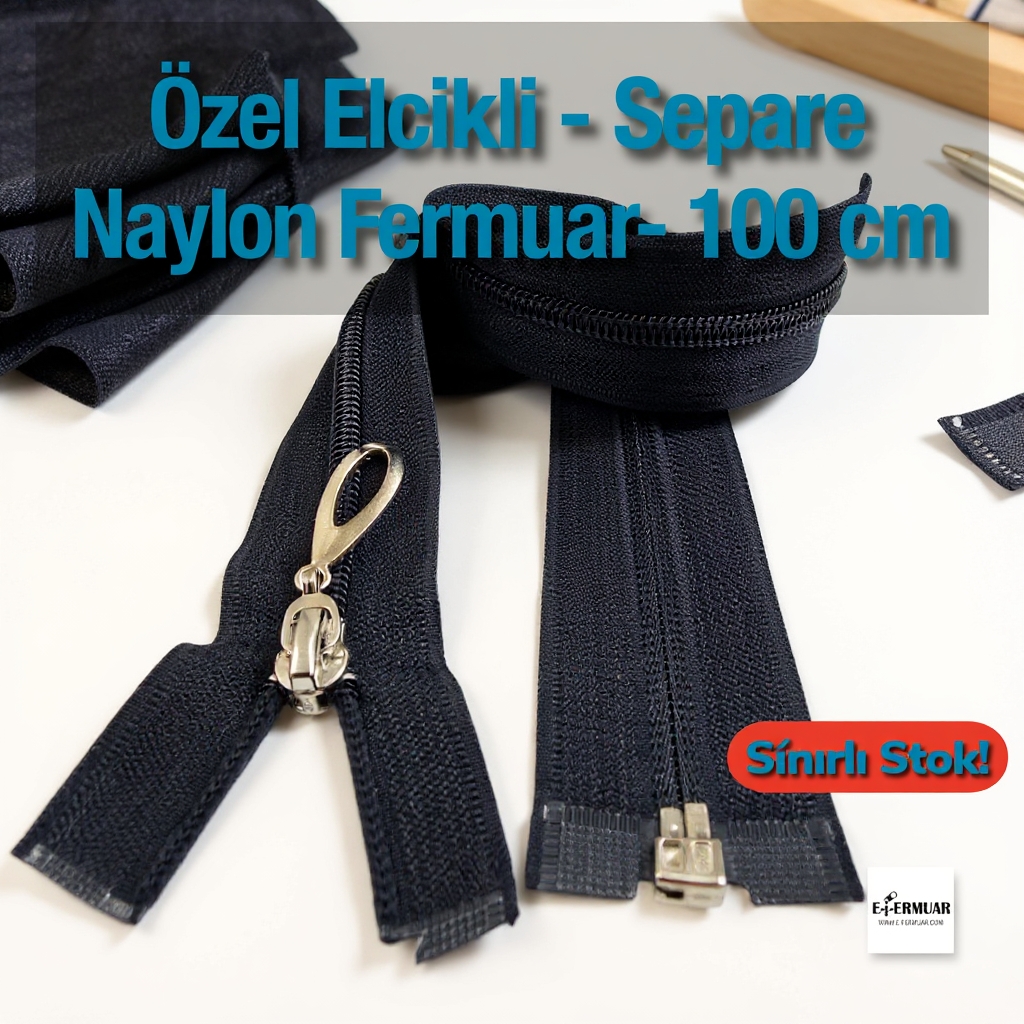 100 cm Nylon Special Handle-Type Abaya Zipper, Open End (Separate) - PR00100T10