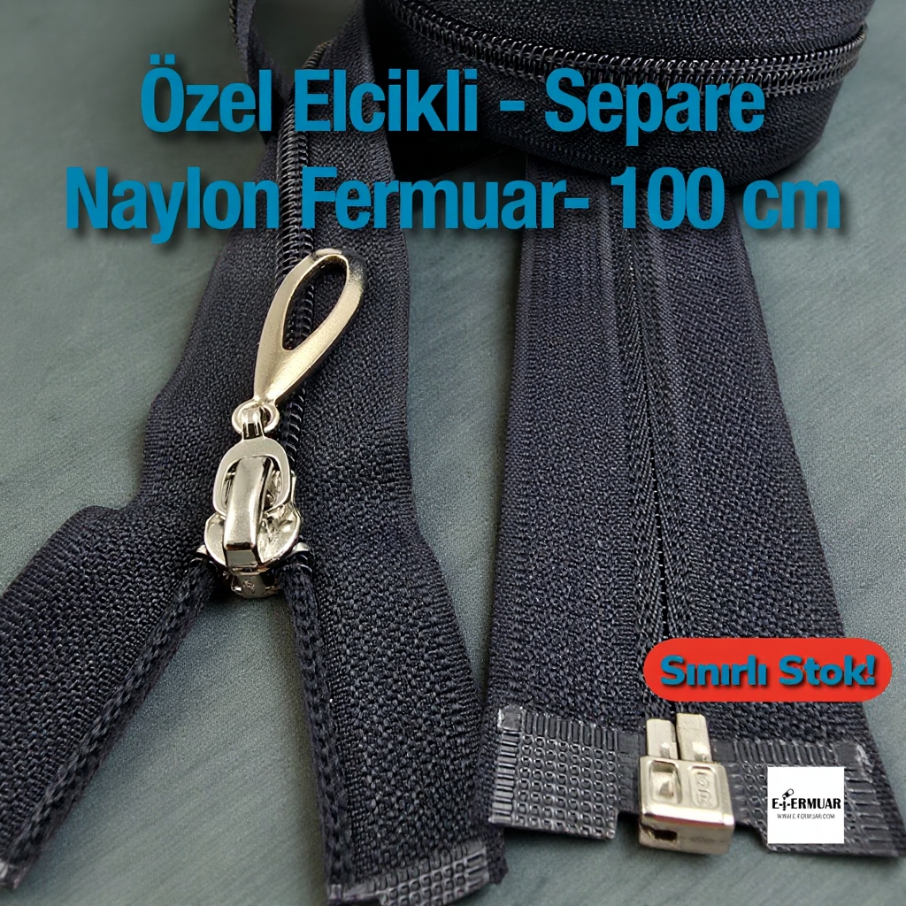 100 cm Nylon Special Handle-Type Abaya Zipper, Open End (Separate) - PR00100T10