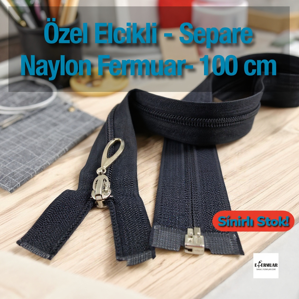 100 cm Nylon Special Handle-Type Abaya Zipper, Open End (Separate) - PR00100T10