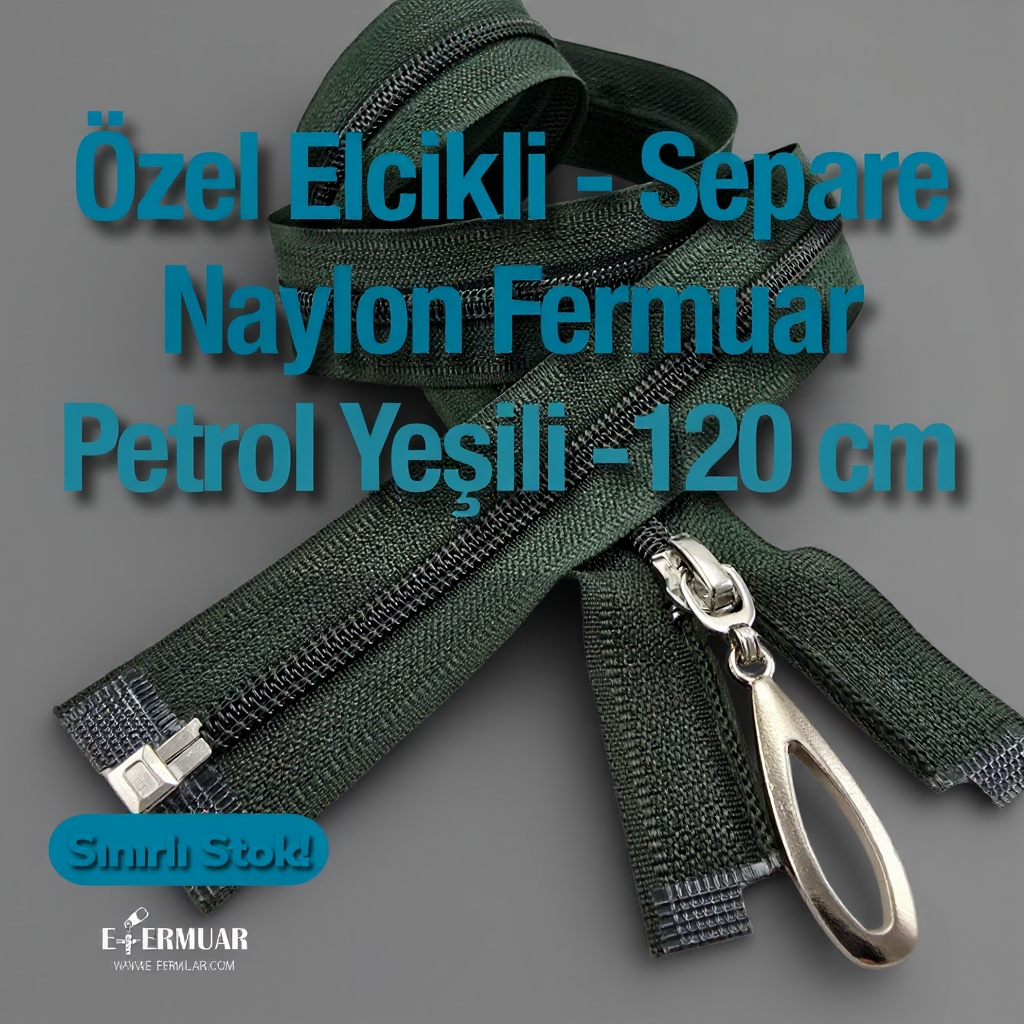 120 cm Nylon Special Handle-Type Abaya Zipper, Open End (Separate) - PR00120T10