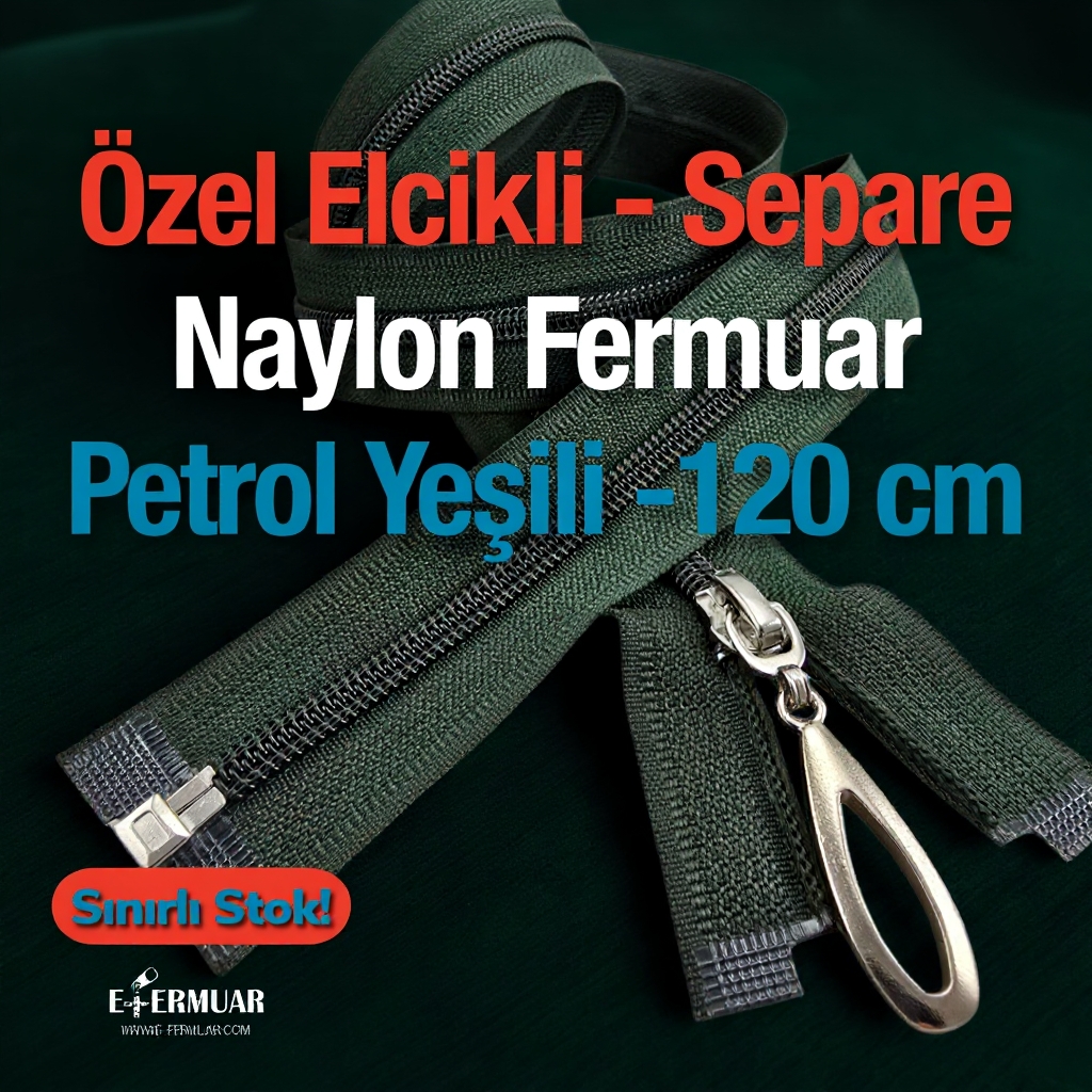 120 cm Nylon Special Handle-Type Abaya Zipper, Open End (Separate) - PR00120T10