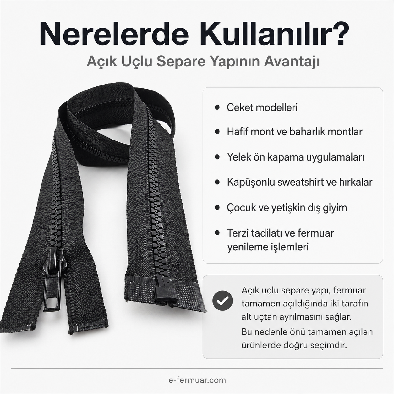 60 Cm Kemik Mont Fermuarı Açık Uçlu (Separe)  -  PR0060T6
