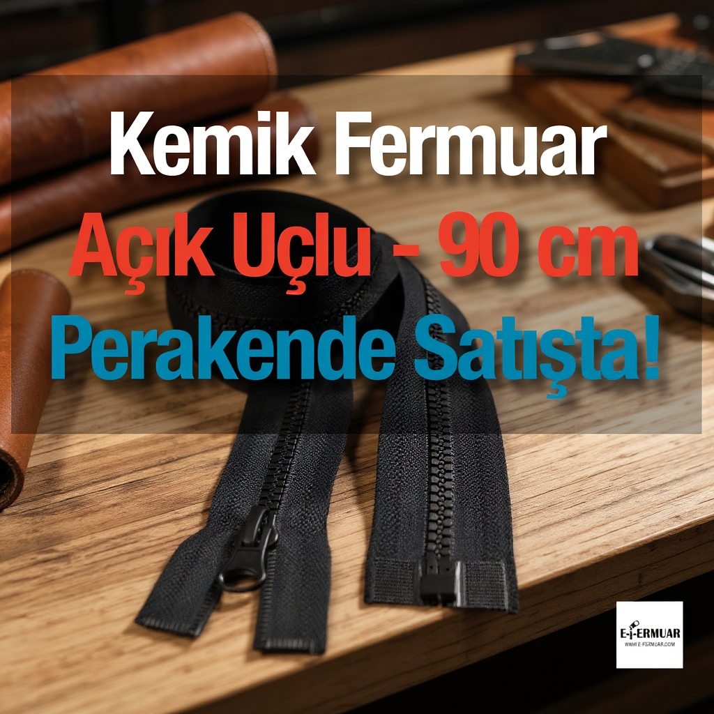 90 cm Bone  Jacket Zipper Open End (Separate) - PR0090T6