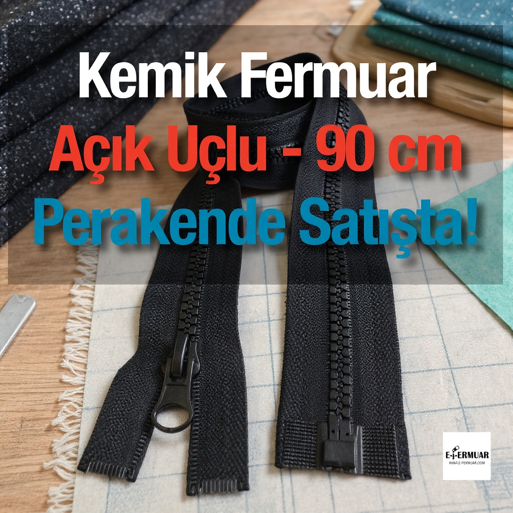 90 cm Bone  Jacket Zipper Open End (Separate) - PR0090T6