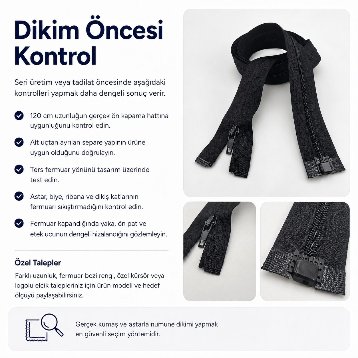 120 cm Naylon Ters Ferace Fermuarı | Uzun Dış Giyim İçin | ZP00120S