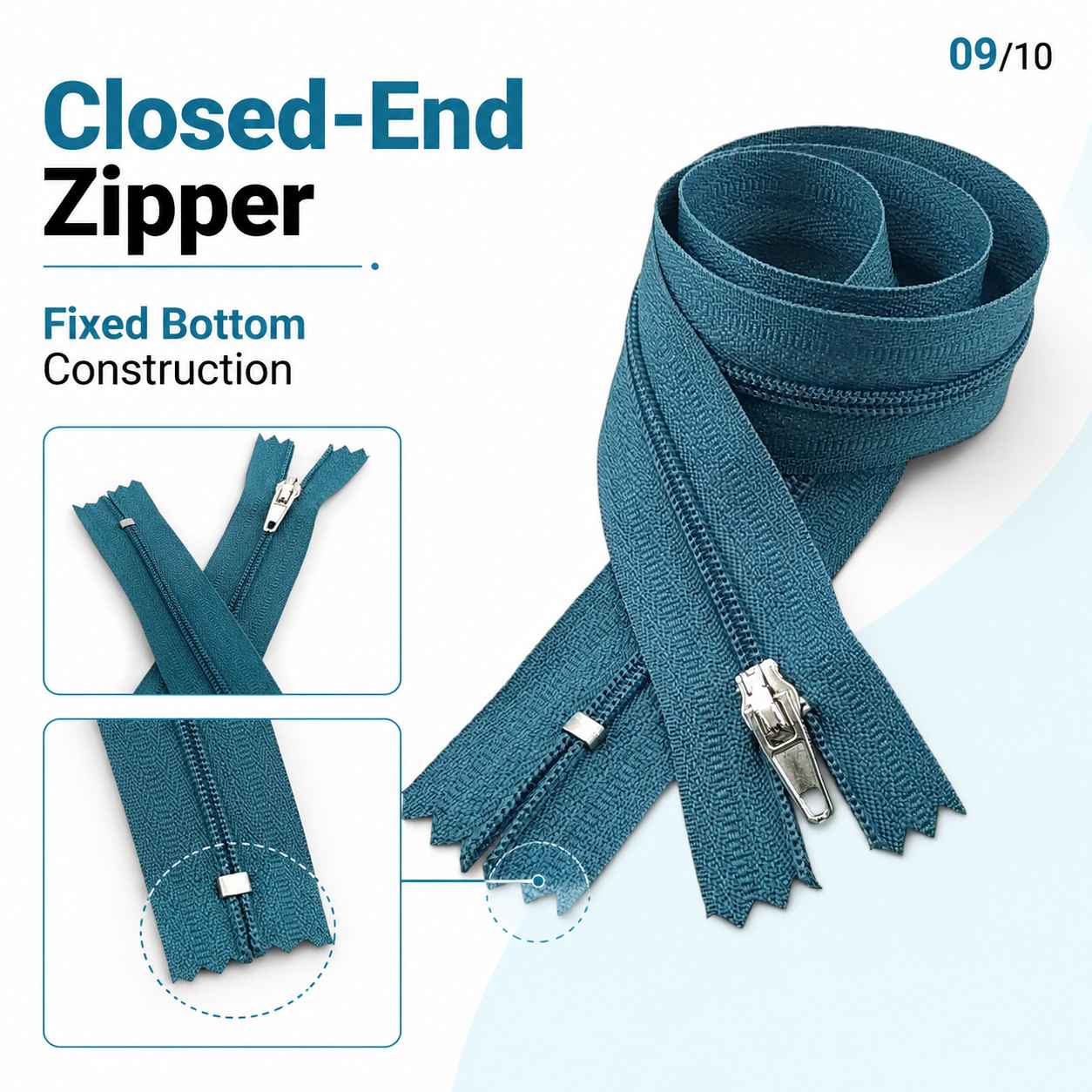 50 cm T5 Mavi Naylon Dipli Fermuar – Cep ve Çanta Fermuarı ZP0050t5