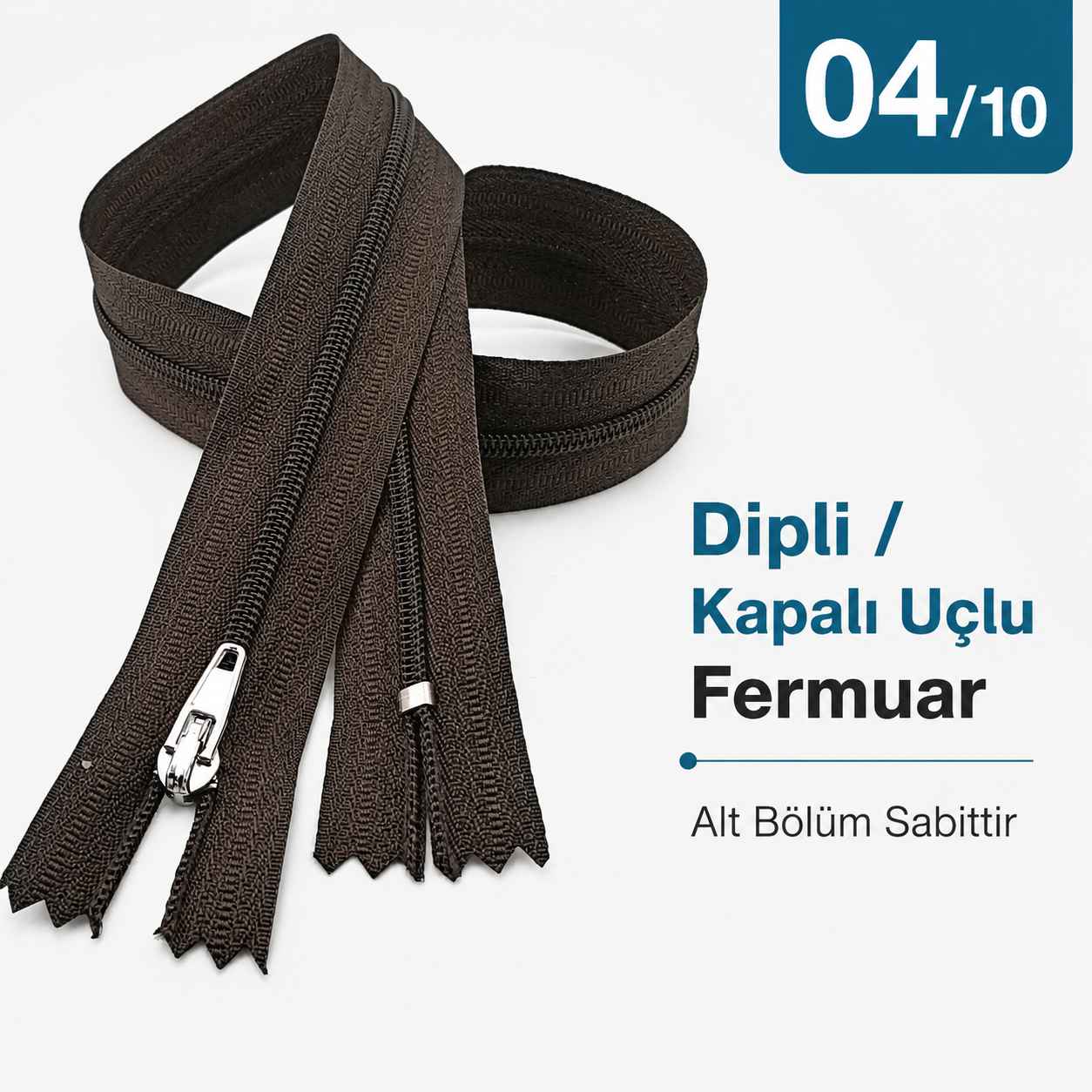 50 cm T5 Kahverengi Naylon Dipli Fermuar – Cep ve Çanta Fermuarı ZP0050t5K