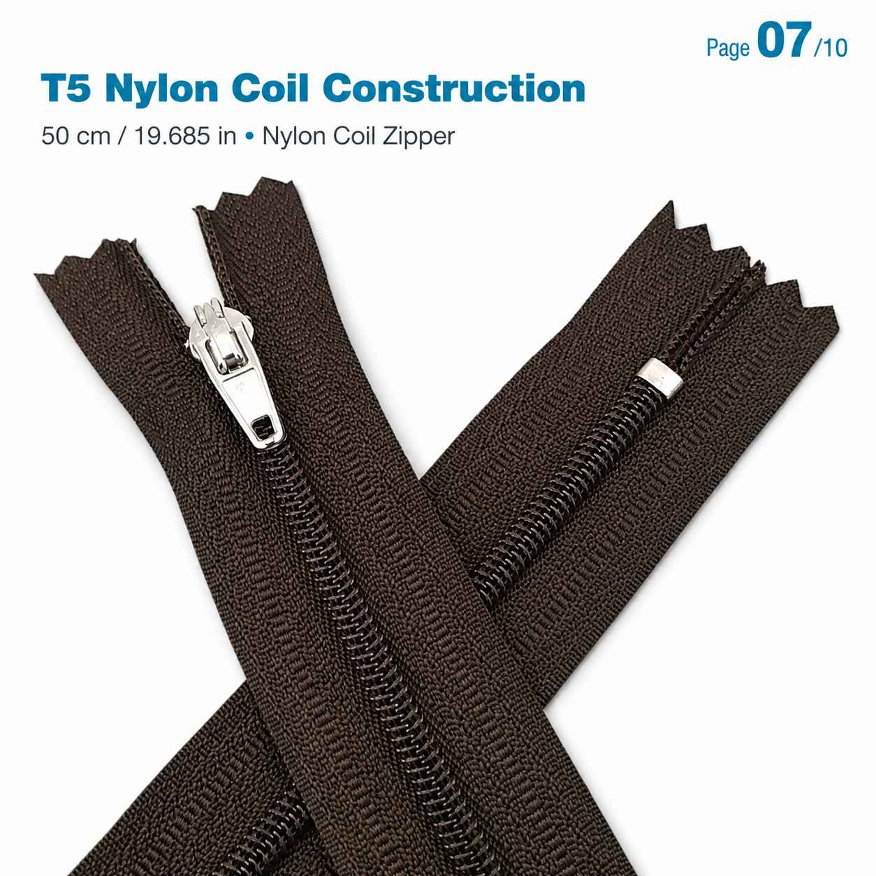 50 cm T5 Kahverengi Naylon Dipli Fermuar – Cep ve Çanta Fermuarı ZP0050t5K