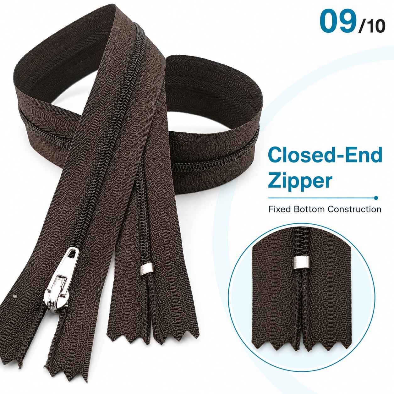 50 cm T5 Kahverengi Naylon Dipli Fermuar – Cep ve Çanta Fermuarı ZP0050t5K