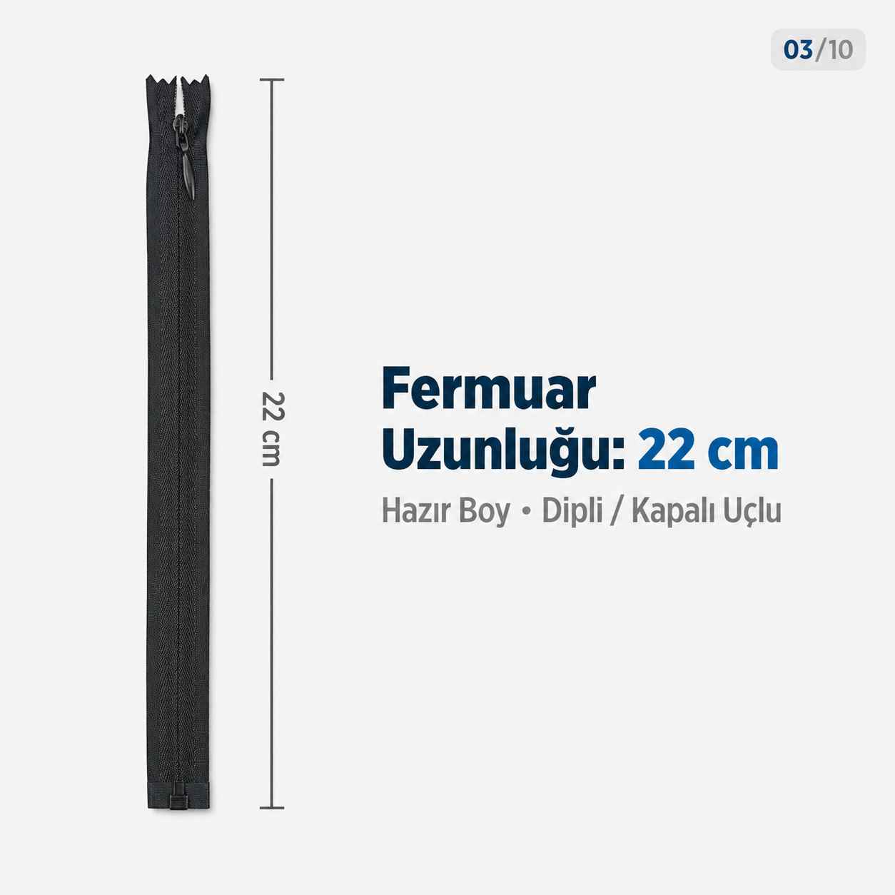 22 cm Siyah Dokuma Tül Dipli Gizli Fermuar – Elbise, Etek ve Abiye Fermuarı ZPG0022DKM
