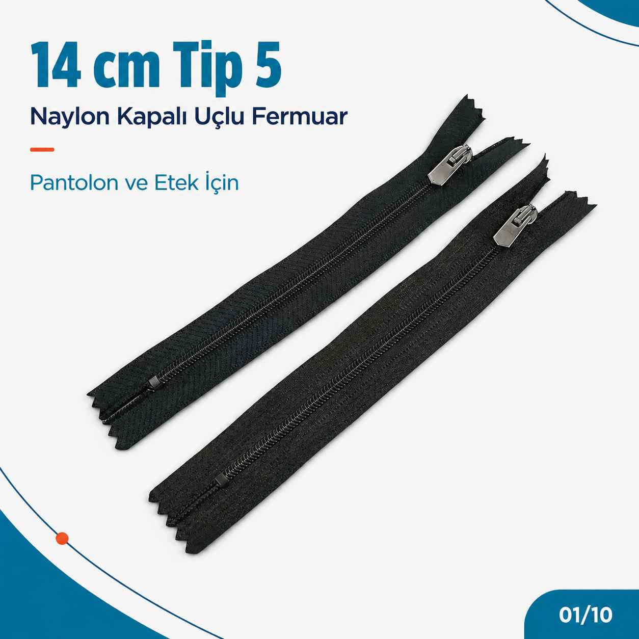 14 cm Pantolon ve Etek Tip 5 Naylon Fermuar Kapalı Uçlu ZPS0014T5N