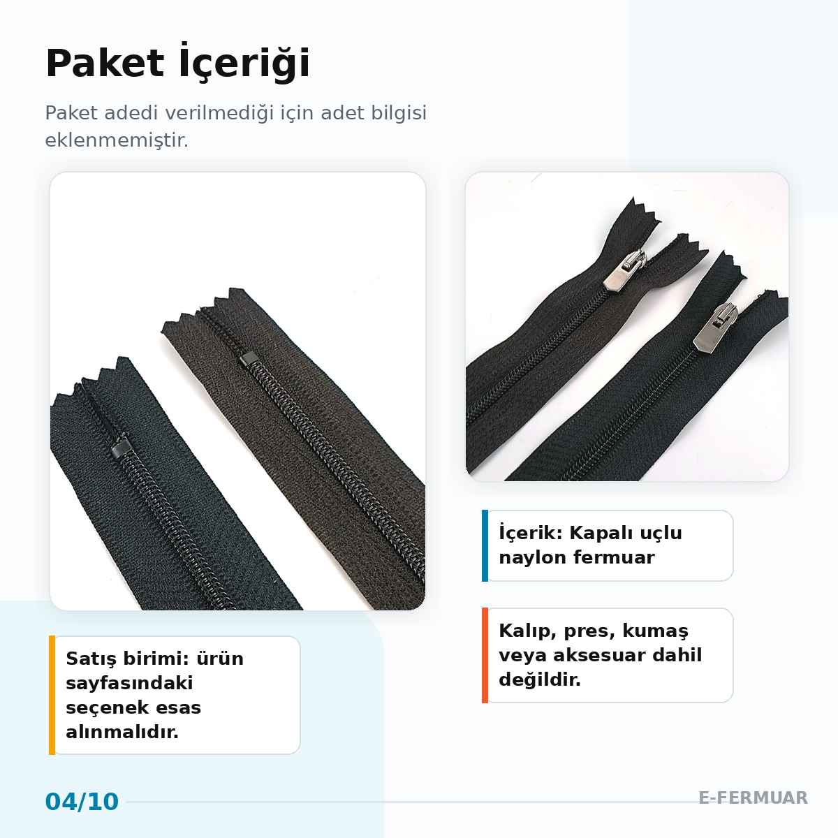 16 cm Tip 5 Naylon Kapalı Uçlu Pantolon ve Etek Fermuarı ZPS0016T5N