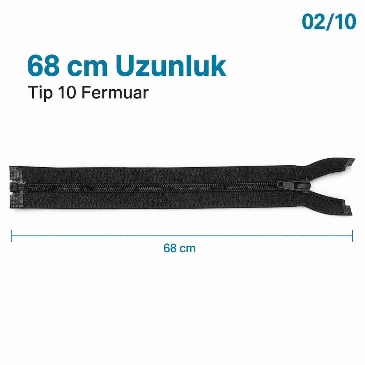 68 cm Tip 10 Siyah Naylon Açık Uçlu Separe Mont Fermuarı – Ceket ve Mont Fermuarı ZPS0068T10