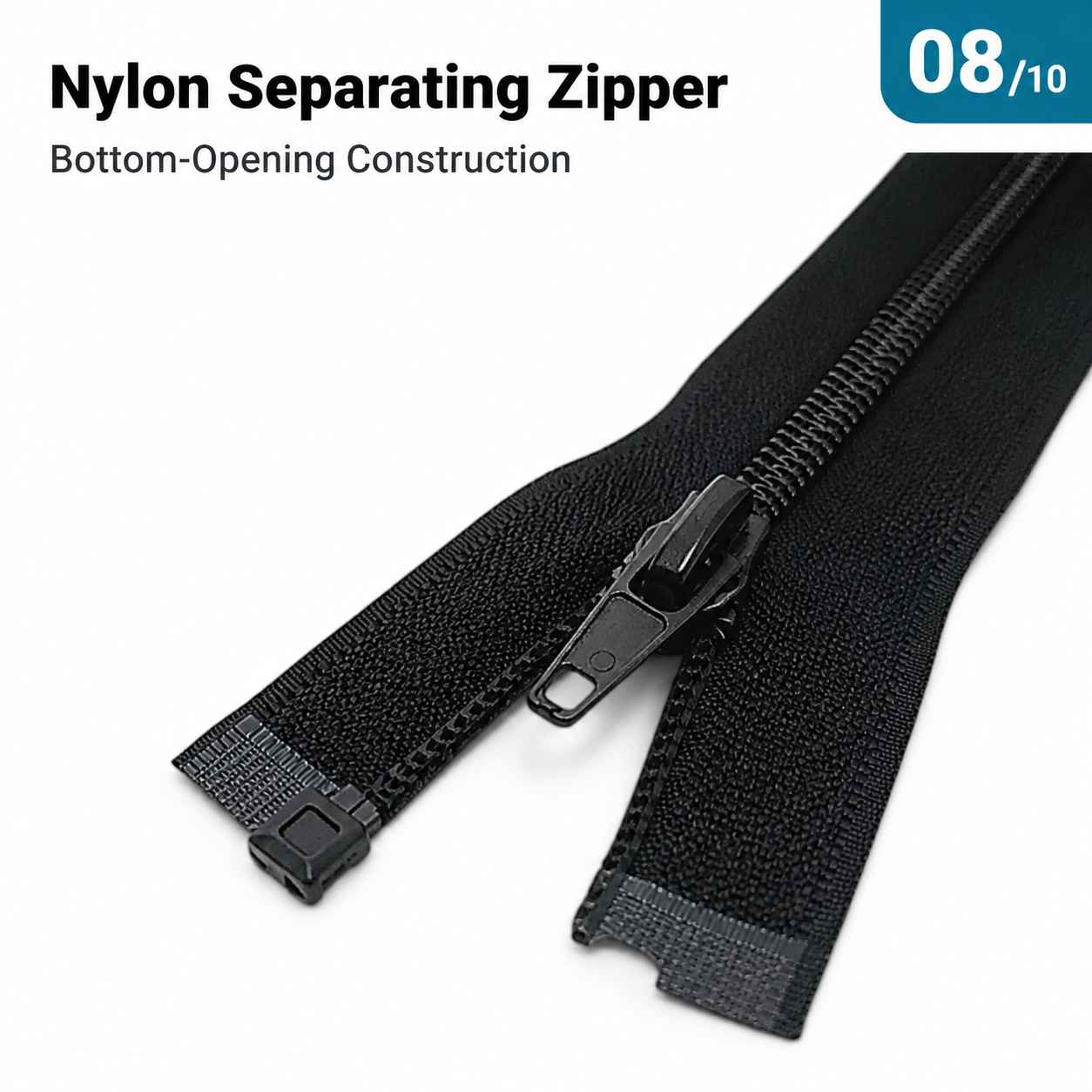 68 cm Tip 10 Siyah Naylon Açık Uçlu Separe Mont Fermuarı – Ceket ve Mont Fermuarı ZPS0068T10