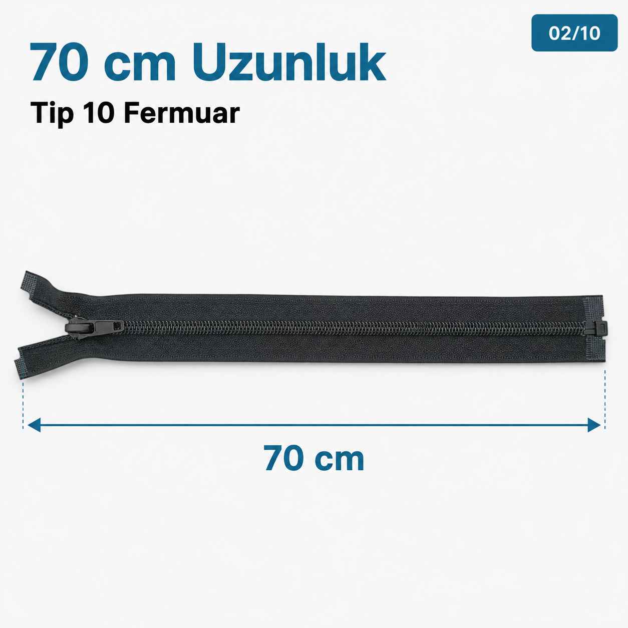 70 cm Tip 10 Siyah Naylon Açık Uçlu Separe Mont Fermuarı – Ceket ve Mont Fermuarı ZPS0070T10