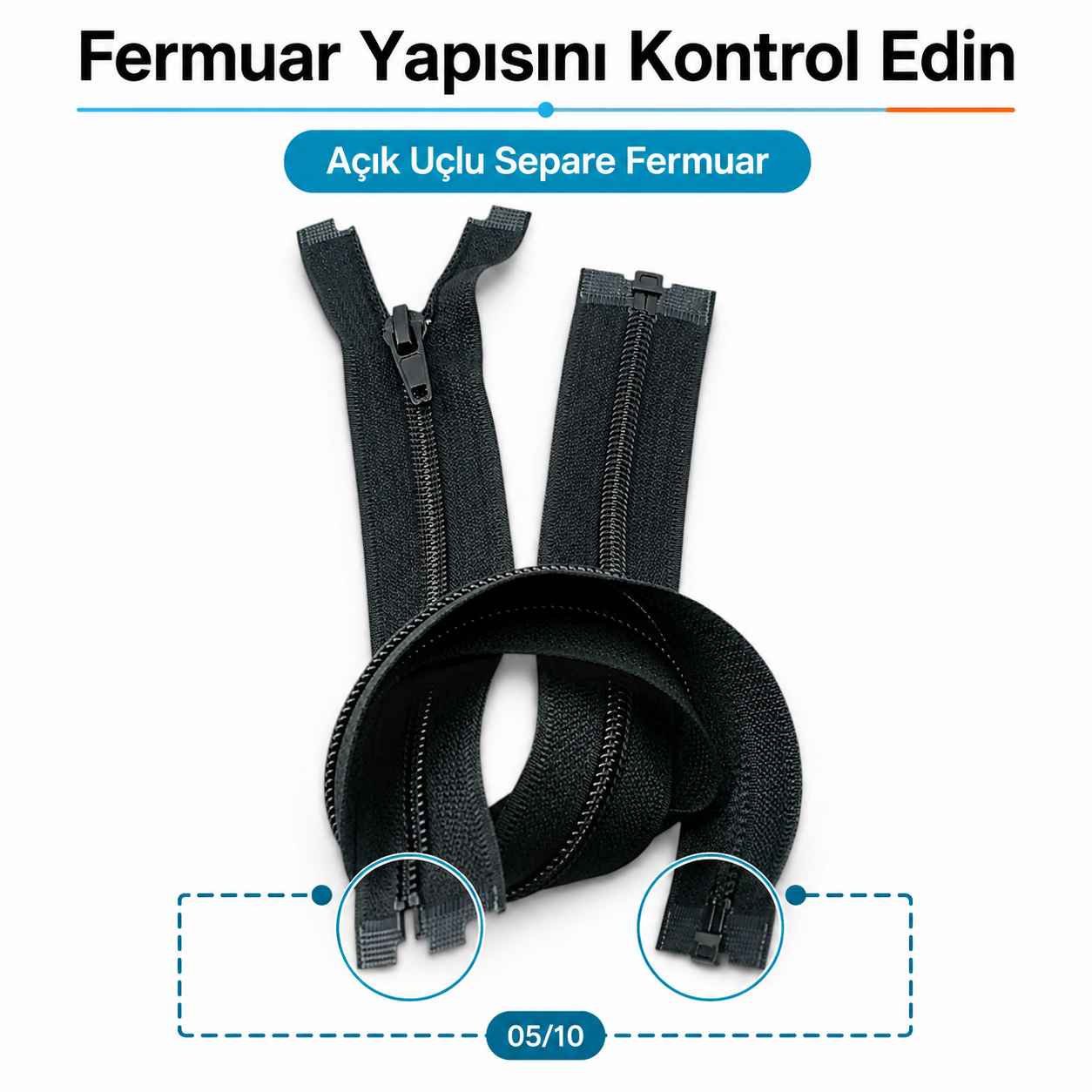70 cm Tip 10 Siyah Naylon Açık Uçlu Separe Mont Fermuarı – Ceket ve Mont Fermuarı ZPS0070T10