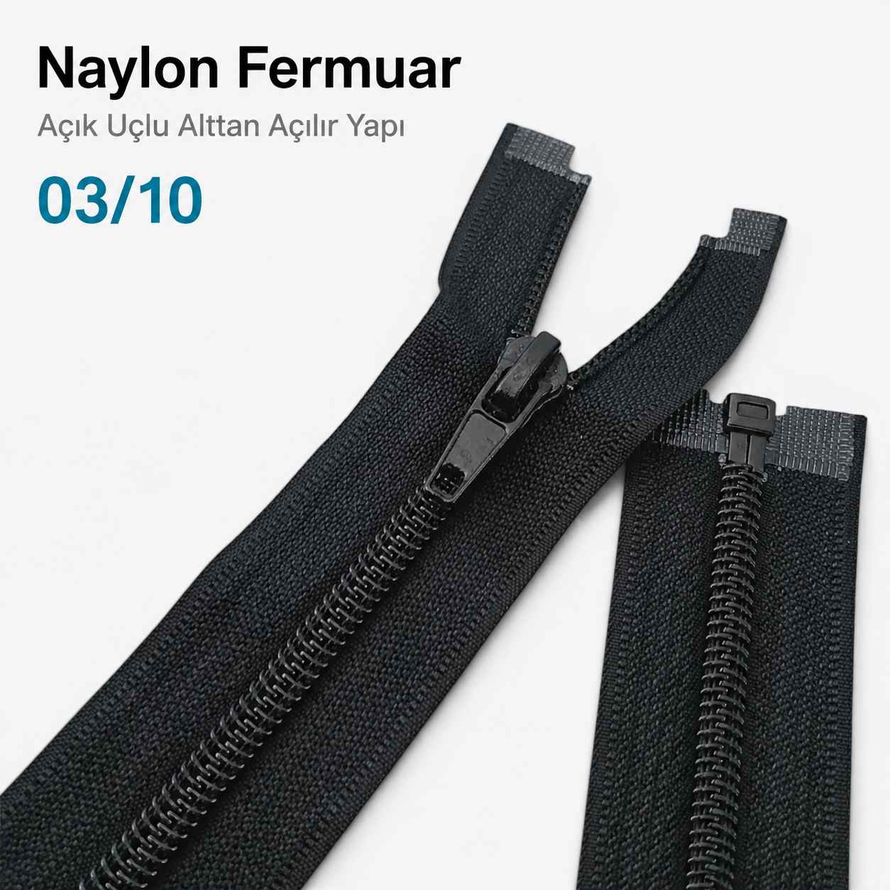 74 cm Tip 10 Siyah Naylon Açık Uçlu Separe Mont Fermuarı – Ceket ve Mont Fermuarı ZPS0074T10