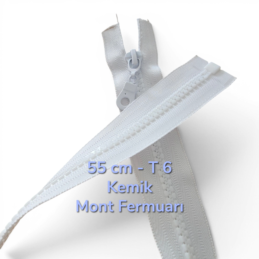 55 cm T6 Bone Zipper with Open End and Separable Pear-Shaped Handle | For Jackets and Coats | Zpk0055t6Promo
