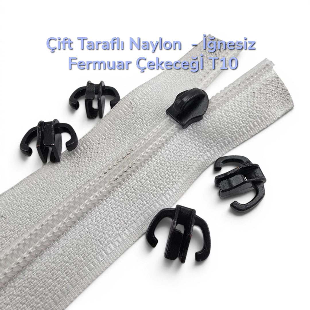 İğnesiz Çift Taraflı Naylon Fermuar Çekeceği T 10 - KRSCTİT10