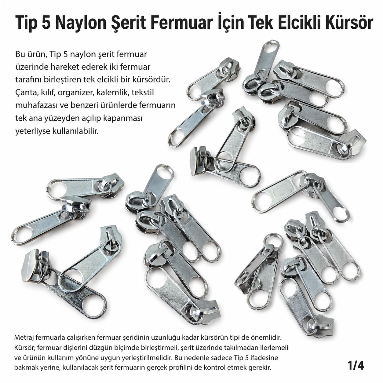 N3 / #3 Single-Pull Nylon Zipper Slider – Nickel Zamak KRSTT5
