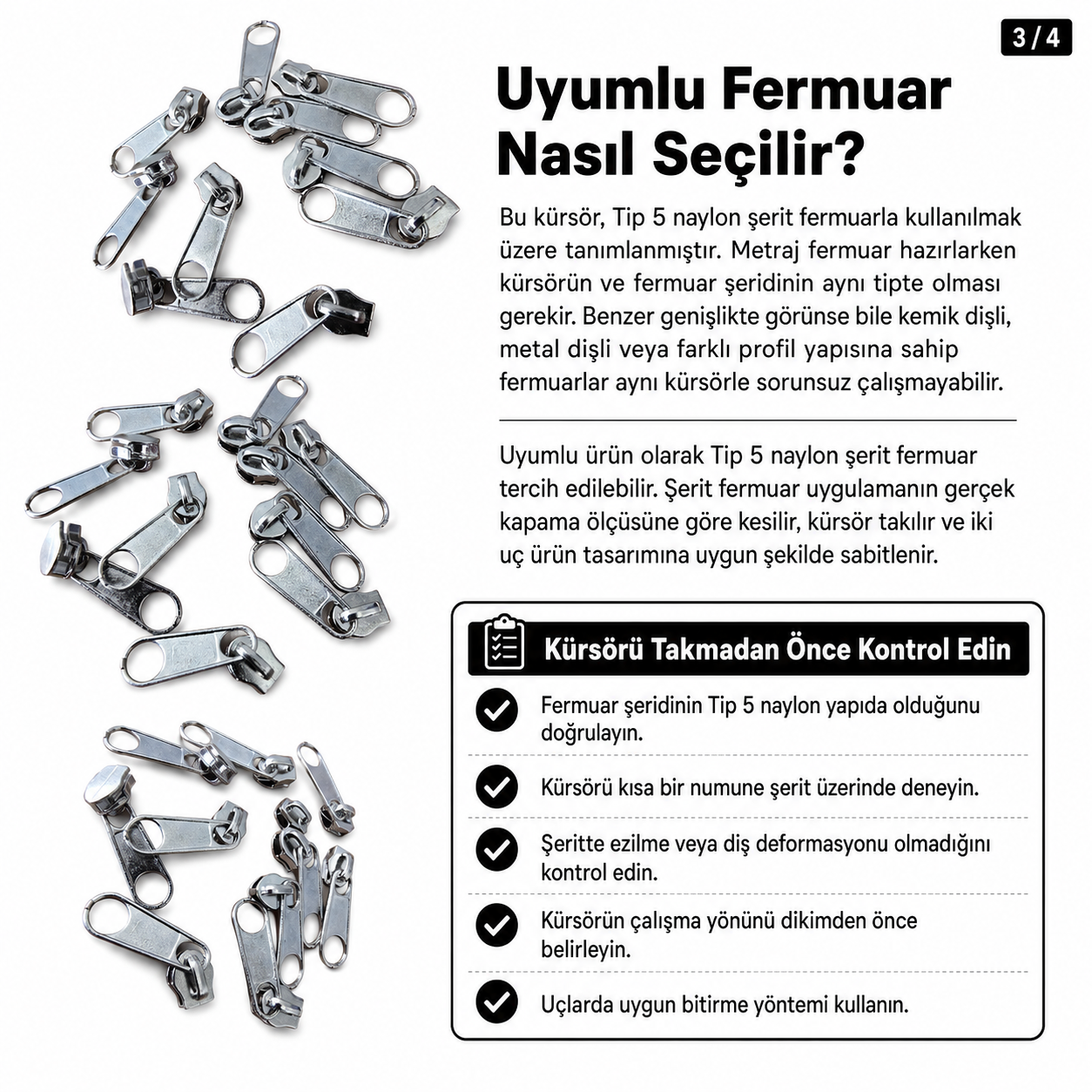 N3 / #3 Single-Pull Nylon Zipper Slider – Nickel Zamak KRSTT5